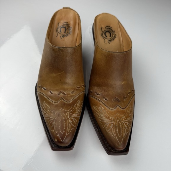 Lucchese Shoes - Lucchese Charlie‎ Horse Women's Mules Sz 7B Western Brown Leather Artisan Shoes